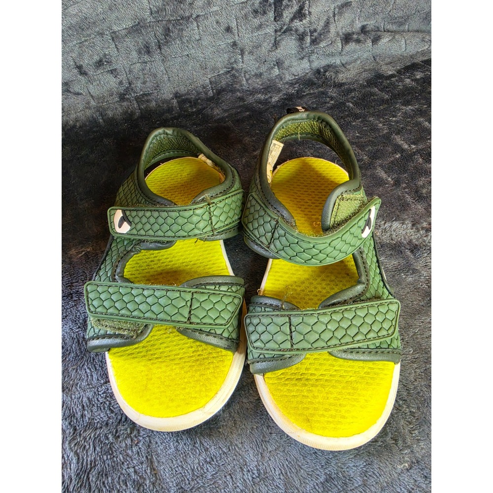Carters Boys Dinosaur Scale Sandals Green Neon Yellow Size 10 Toddler CS25M03H
